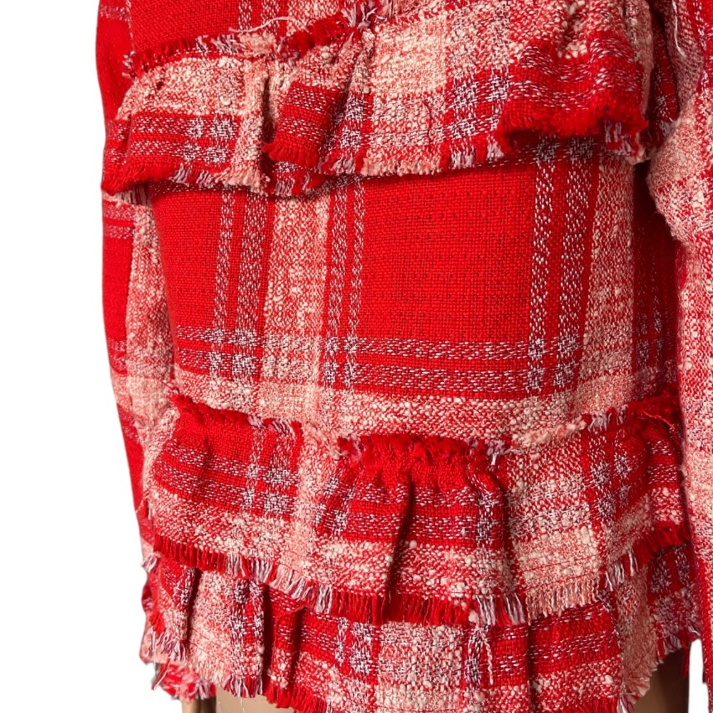 Dex Ruffled Plaid Tweed Textured Jacket - Picture 11 of 13